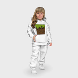 Детский костюм оверсайз Блок земли майнкрафта, цвет: белый — фото 2