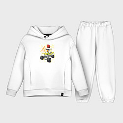 Детский костюм оверсайз Chicken Gun: цыпленок на квадроцикле, цвет: белый