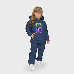Детский костюм оверсайз Задумчивый котик - поп-арт - нейросеть, цвет: тёмно-синий — фото 2
