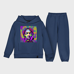 Детский костюм оверсайз Jimi Hendrix in color Glitch Art, цвет: тёмно-синий