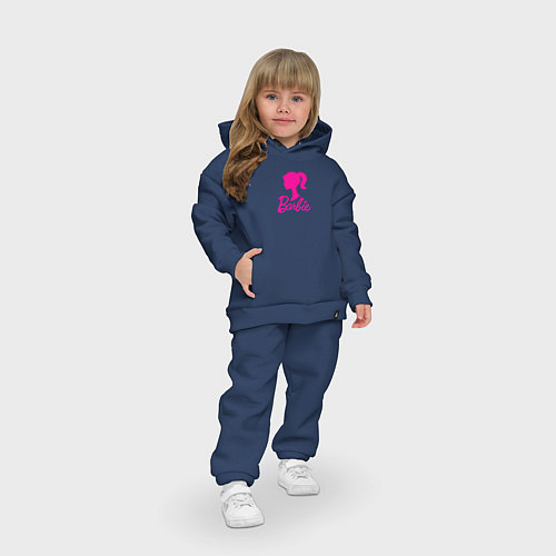 Детский костюм оверсайз Розовый логотип Барби / Тёмно-синий – фото 3