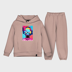 Детский костюм оверсайз Cool skull - cyberpunk - pop art, цвет: пыльно-розовый