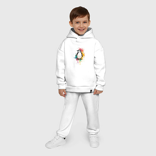 Детский костюм оверсайз Красочный пингвин / Белый – фото 4