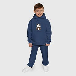 Детский костюм оверсайз Странная панда, цвет: тёмно-синий — фото 2