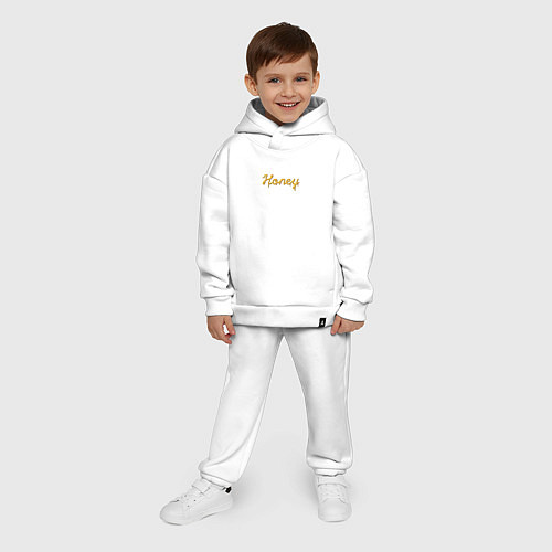 Детский костюм оверсайз Медовый шрифт Honey / Белый – фото 4