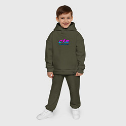 Детский костюм оверсайз КС 2 лого неон, цвет: хаки — фото 2