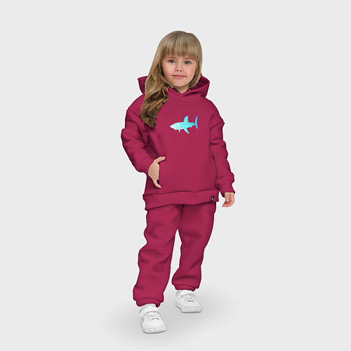 Детский костюм оверсайз Акула лазурный градиент цвета моря / Маджента – фото 3