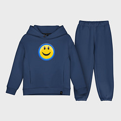 Детский костюм оверсайз Смайлик улыбающийся эмодзи, цвет: тёмно-синий