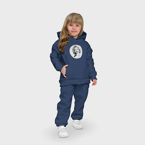 Детский костюм оверсайз Нейросеть - Мэрилин Монро рисунок / Тёмно-синий – фото 3
