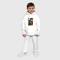 Детский костюм оверсайз Крутая девчонка под защитой волка - стимпанк - ней, цвет: белый — фото 2