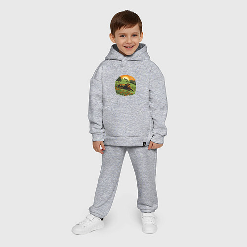 Детский костюм оверсайз Корова в горах на закате / Меланж – фото 4