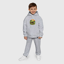 Детский костюм оверсайз Корова в горах на закате, цвет: меланж — фото 2