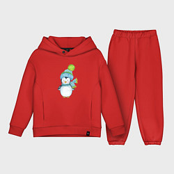 Детский костюм оверсайз Милый пингвин в шапочке, цвет: красный
