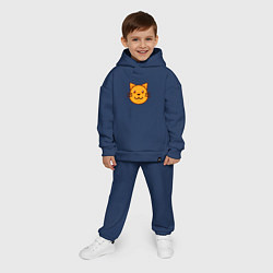 Детский костюм оверсайз Оранжевый котик счастлив, цвет: тёмно-синий — фото 2