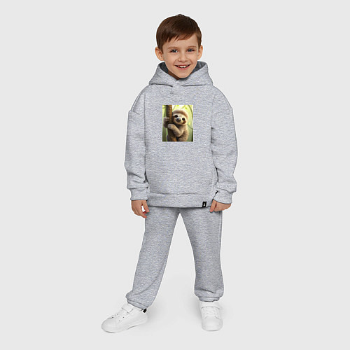 Детский костюм оверсайз Ленивец в лесу / Меланж – фото 4