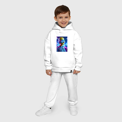 Детский костюм оверсайз Cyber Bart - ai art - neon / Белый – фото 4