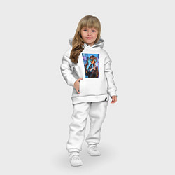 Детский костюм оверсайз Крутая девчонка с пистолетом - киберпанк, цвет: белый — фото 2