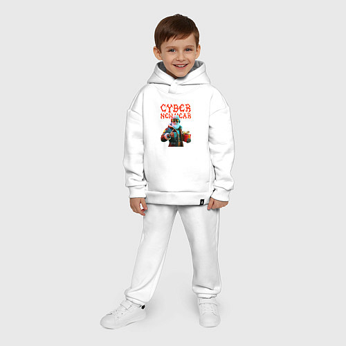 Детский костюм оверсайз Santa with gift - cyberpunk - ai art / Белый – фото 4