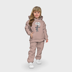 Детский костюм оверсайз Кот удивлён размером рыбы, цвет: пыльно-розовый — фото 2