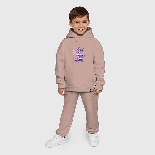 Детский костюм оверсайз Фиолетовый дракон в свитере / Пыльно-розовый – фото 4