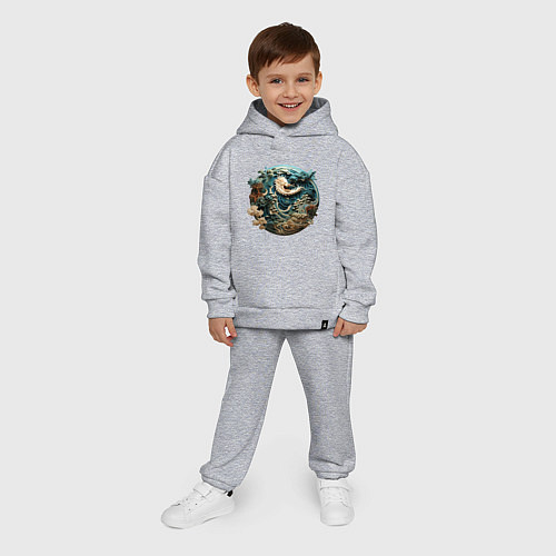 Детский костюм оверсайз Китайский дракон в круге / Меланж – фото 4