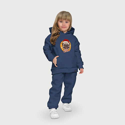 Детский костюм оверсайз Санта мопс / Тёмно-синий – фото 3