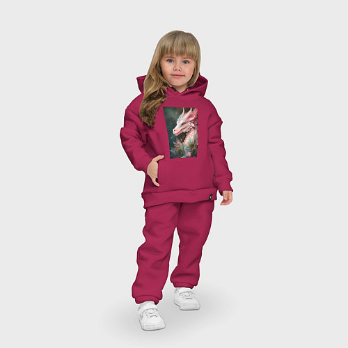 Детский костюм оверсайз Стильный новогодний розовый дракон / Маджента – фото 3