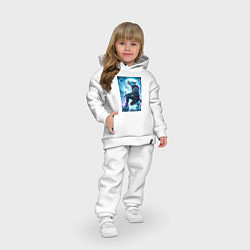 Детский костюм оверсайз Cyber wolf in metropolis - ai art, цвет: белый — фото 2