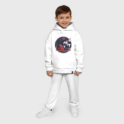 Детский костюм оверсайз Сказка Гуси - лебеди в стиле мезенской росписи / Белый – фото 4