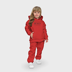 Детский костюм оверсайз Геометрический узор из черных летящих драконов и с, цвет: красный — фото 2
