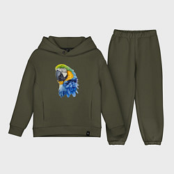Детский костюм оверсайз Сине-золотой попугай ара