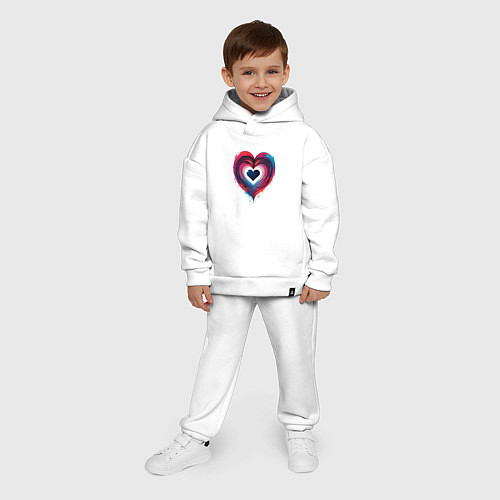 Детский костюм оверсайз Яркое сердце / Белый – фото 4