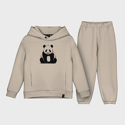 Детский костюм оверсайз Грустная панда сидит, цвет: миндальный