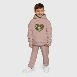 Детский костюм оверсайз Сердце из цветов и травы, цвет: пыльно-розовый — фото 2