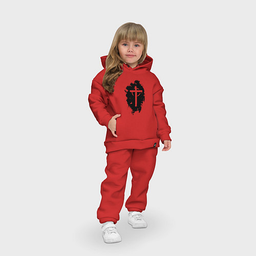 Детский костюм оверсайз Крест католический графика / Красный – фото 3