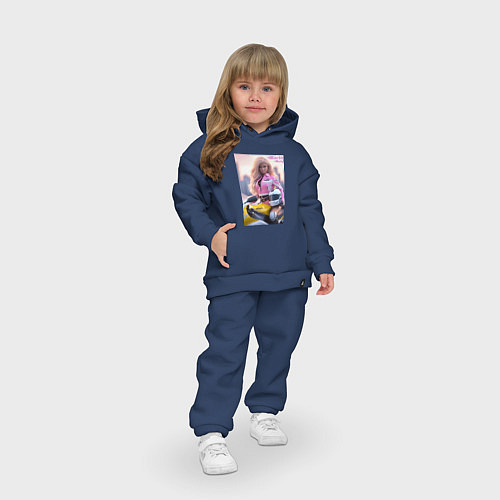 Детский костюм оверсайз Barbie racing - ai art / Тёмно-синий – фото 3