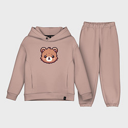 Детский костюм оверсайз Мордочка медведя, цвет: пыльно-розовый