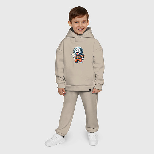 Детский костюм оверсайз Dalmatian cosmonaut puppy with a bone / Миндальный – фото 4