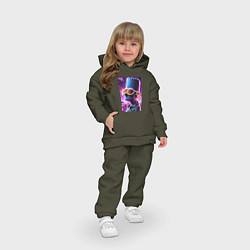 Детский костюм оверсайз Неоновый Барт Симпсон - киберпанк, цвет: хаки — фото 2