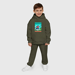 Детский костюм оверсайз Mario and Minecraft - collaboration pixel art, цвет: хаки — фото 2