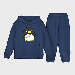 Детский костюм оверсайз Линукс пингвин, цвет: тёмно-синий