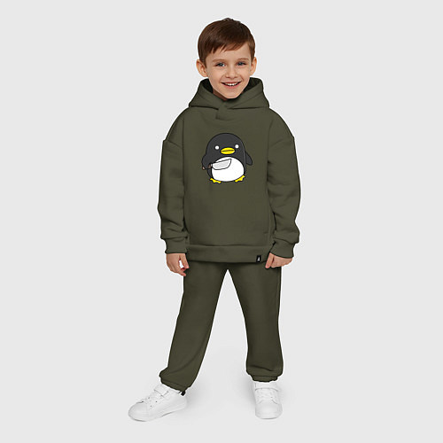 Детский костюм оверсайз Линукс пингвин / Хаки – фото 4