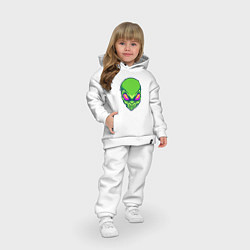 Детский костюм оверсайз Голова зелёного пришельца, цвет: белый — фото 2
