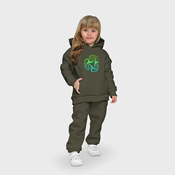 Детский костюм оверсайз Зеленый трискелион, цвет: хаки — фото 2