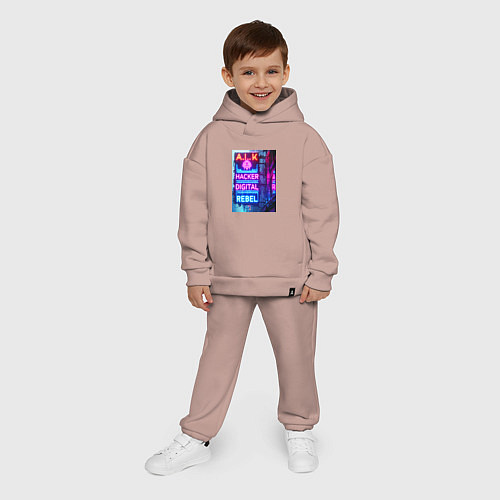 Детский костюм оверсайз Ai hacker digital rebel - neon glow / Пыльно-розовый – фото 4