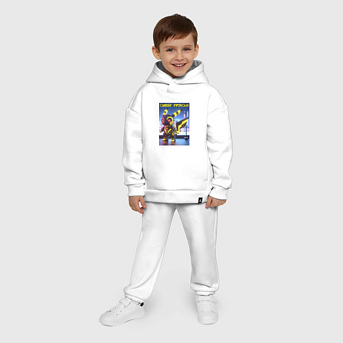 Детский костюм оверсайз Cyber pikachu - ai art neon glow fantasy / Белый – фото 4