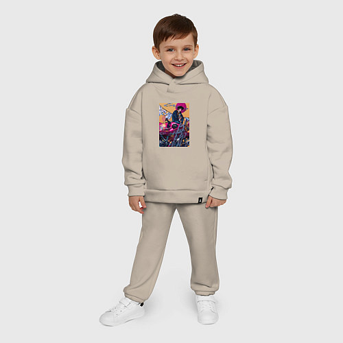 Детский костюм оверсайз Ковбой Бибоп Спайк Шпигель Красный дракон / Миндальный – фото 4