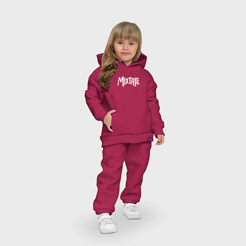 Детский костюм оверсайз Mixtape logo / Маджента – фото 3