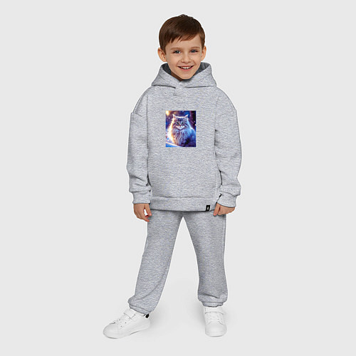 Детский костюм оверсайз Кот в снегу / Меланж – фото 4