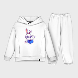 Детский костюм оверсайз Кролики с книжкой, цвет: белый